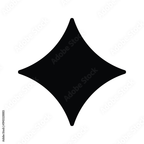 Black four pointed star shape icon vector illustration isolated on white background simple geometric abstract element decorative graphic shiny sparkling bright symbol clean design