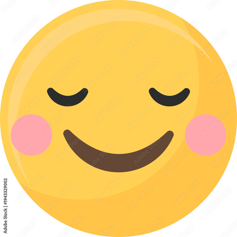 Obraz premium Happy Smiling Emoji with Pink Blushed Cheeks Vector Illustration