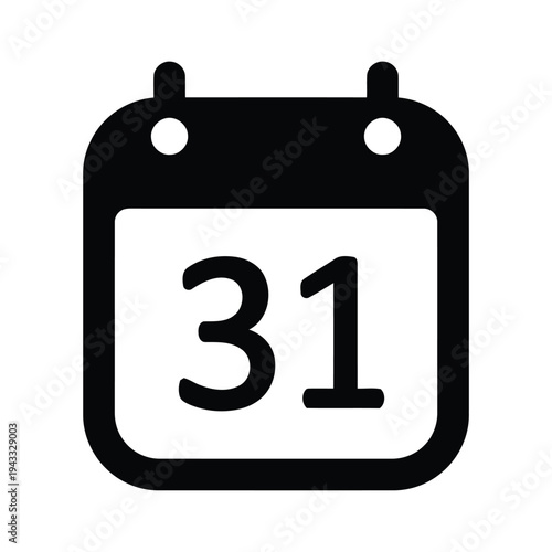Calendar page showing number 31, signifying deadline date, time management, schedule, appointment, and planning important events or day