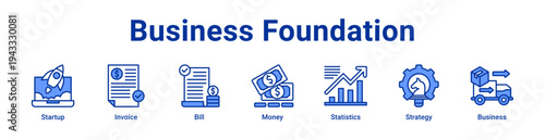 Business Foundation Icon Banner and Collection