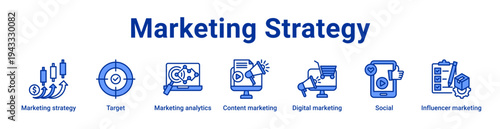 Marketing Strategy Icon Banner and Collection