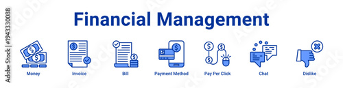 Financial Management Icon Banner and Collection