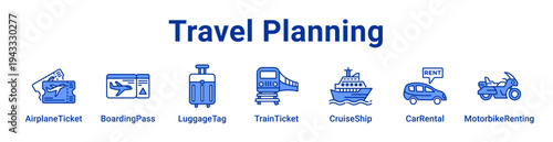 Travel Planning Icon Banner and Collection