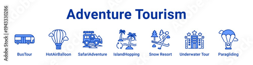 Adventure Tourism Icon Banner and Collection