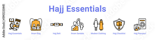 Hajj Essentials Icon Banner and Collection