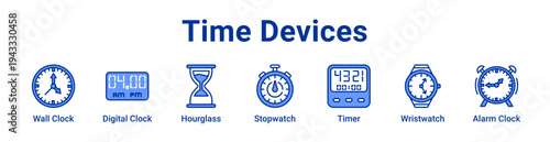 Time Devices Icon Banner and Collection