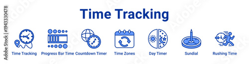 Time Tracking Icon Banner and Collection