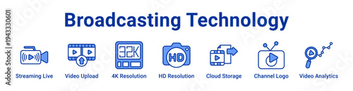 -Broadcasting Technology Icon Banner and Collection