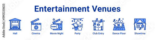 -Entertainment Venues Icon Banner and Collection