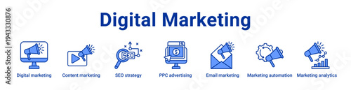 -Digital Marketing Icon Banner and Collection