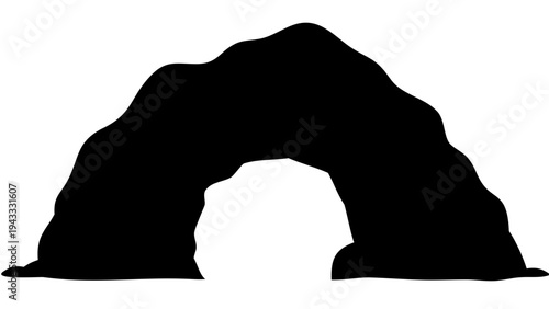 cave entrance black silhouette icon, nature cave vector, transparent background