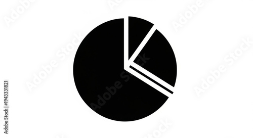 A simple black and white pie chart vector graphic with a minimalist design