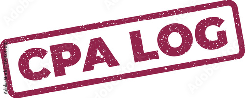 Grungy rectangular stamp featuring the words CPA LOG for business record keeping and professional documentation