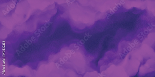 Purple powder clouds texture. Abstract effect of color mist or smog with glitter particles. Vector realistic illustration of violet steam, magic dust splash with sparkles on black background