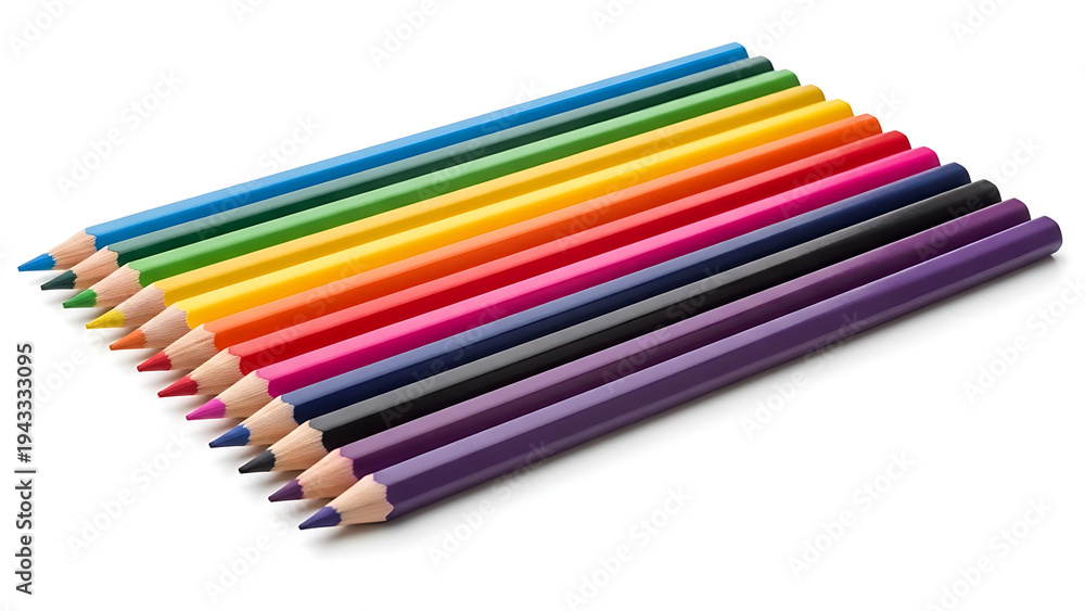 Naklejka premium Colorful Pencils Arranged in a Row.