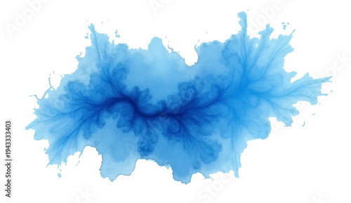 Artistic blue paint and ink splashes create a colorful watercolor texture pattern with pink flower stains and grunge blobs on a decorative paper wallpaper design illustration