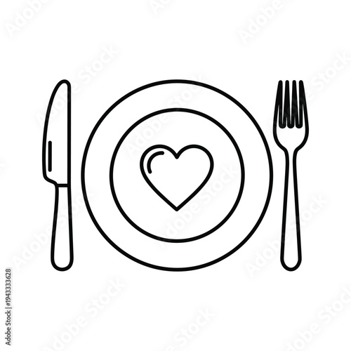 Heart Plate Icon: Romantic Dinner, Love, Food, Celebration, Valentine's Day, Romantic Meal