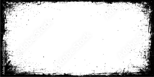 Grunge black ink frame with splatter effect