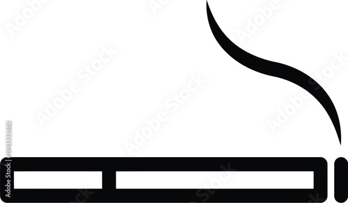 A black and white graphic icon of a lit cigarette with smoke curling upwards.