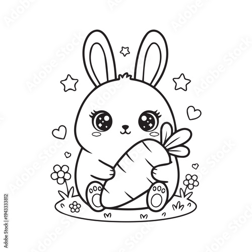 Cute Kawaii Easter Coloring pages Kids