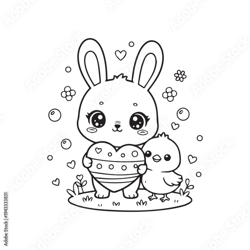 Cute Kawaii Easter Coloring pages Kids
