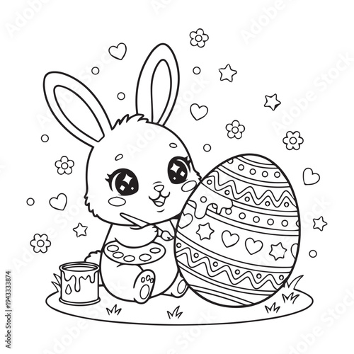 Cute Kawaii Easter Coloring pages Kids