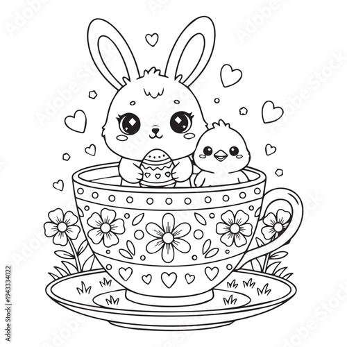 Cute Kawaii Easter Coloring pages Kids