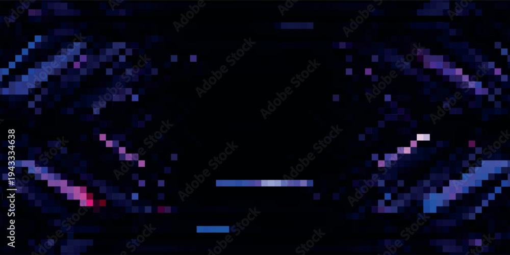 Fototapeta premium Purple Yellow looped abstract psychedelic digital cyberspace code. Concept glitch background 3D Illustration as crypto currency, NFT, video gaming overlay with cryptography hex code for live stream.