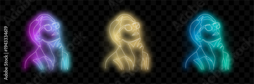 Neon Faces Set Illustration