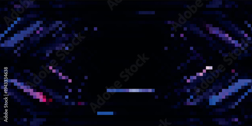 Purple Yellow looped abstract psychedelic digital cyberspace code. Concept glitch background 3D Illustration as crypto currency, NFT, video gaming overlay with cryptography hex code for live stream.