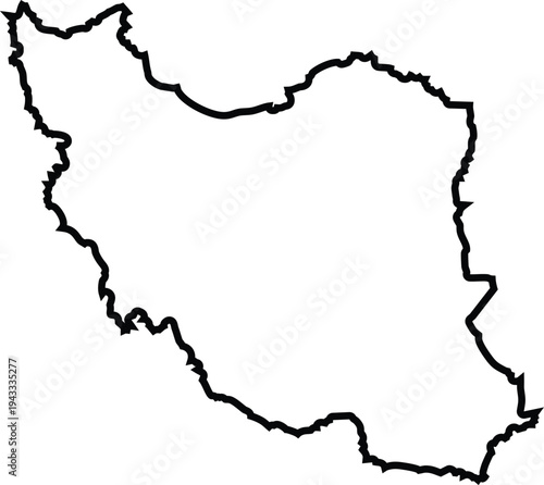 Black and white outline map of iraq with detailed borders