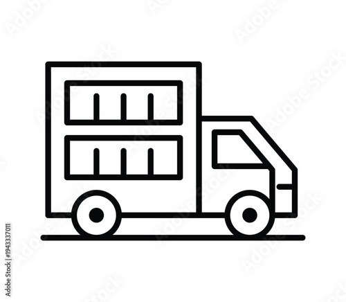 Simple Outline of Delivery Truck for Transportation and Logistics Concepts