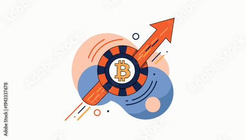 Abstract graphic illustration symbolizing the significant upward trend and rapid growth trajectory of digital currency value like Bitcoin in modern financial markets.