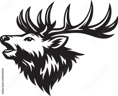 ELK HEAD SVG | Side View Elk Head Cut File | Elk Clipart | Bugling Elk Silhouette for Cricut and Silhouette