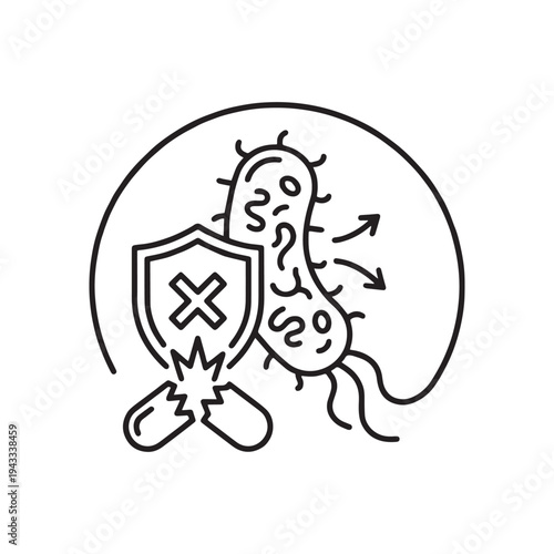 Microbial Resistance Line Icon

