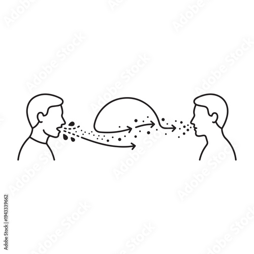 Respiratory Droplet Transmission Icon Showing Airborne Spread Between People

