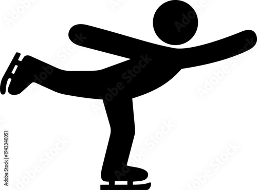 Figure skating pictogram showing person gliding on ice with extended leg posture