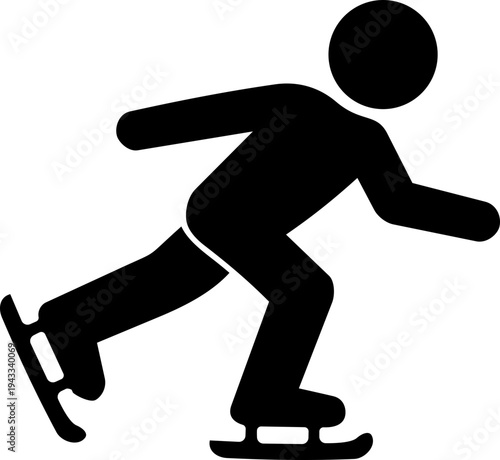 Ice skating pictogram showing person gliding on ice surface with skating posture