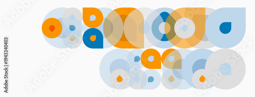 Abstract colorful circles overlap creating playful composition. Soft hues dominate design, evoking retro vibes. Minimalist aesthetic.