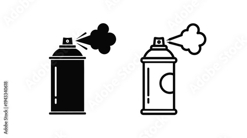 Spray paint cans in two styles a bold black silhouette