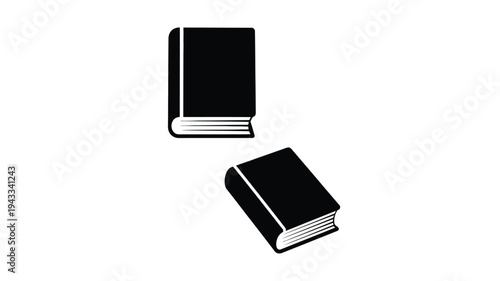 Two books displayed in a minimalist stark black silhouette
