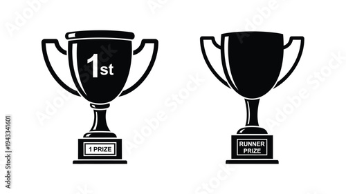 Two trophy silhouettes displaying first place and runner up awards