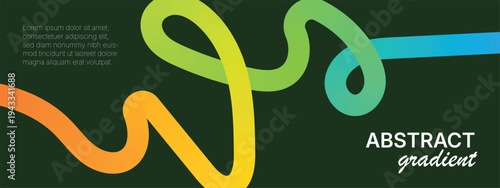  Vector Gradient Line Pattern Design. 3D Modern Backgrounds with Rainbow Colored Ribbon Waves.