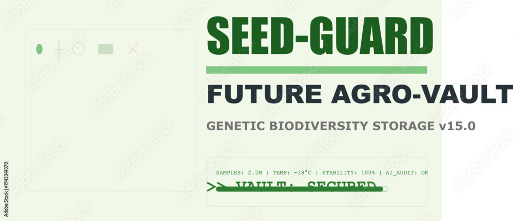 Fototapeta premium Future Agro-Vault Seed-Guard System Interface Displaying Genetic Biodiversity Storage Data for Agricultural Preservation Technology.