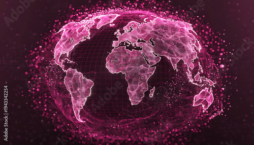 world map with red light