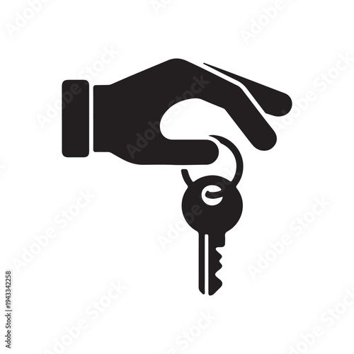 Hand Holding Key Silhouette Vector Icon