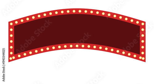 Blank arched retro cinema marquee sign with glowing bulbs vector design