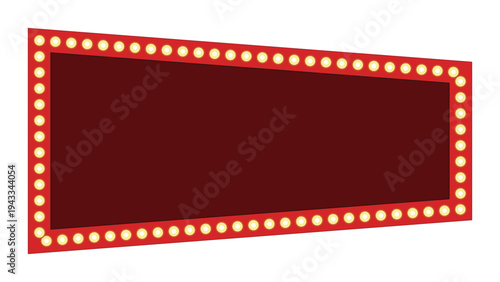 Blank trapezoid vintage illuminated cinema sign frame vector graphic