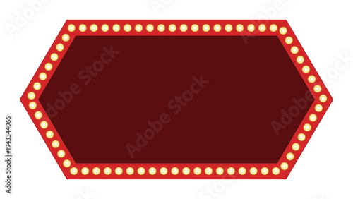 Hexagon shaped retro glowing marquee signboard vector illustration