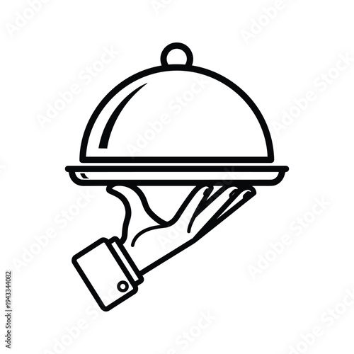 Waiter Serving Food with Cloche Icon